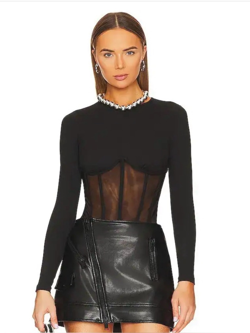 CAMI NYC Zoma black bodysuit top corset